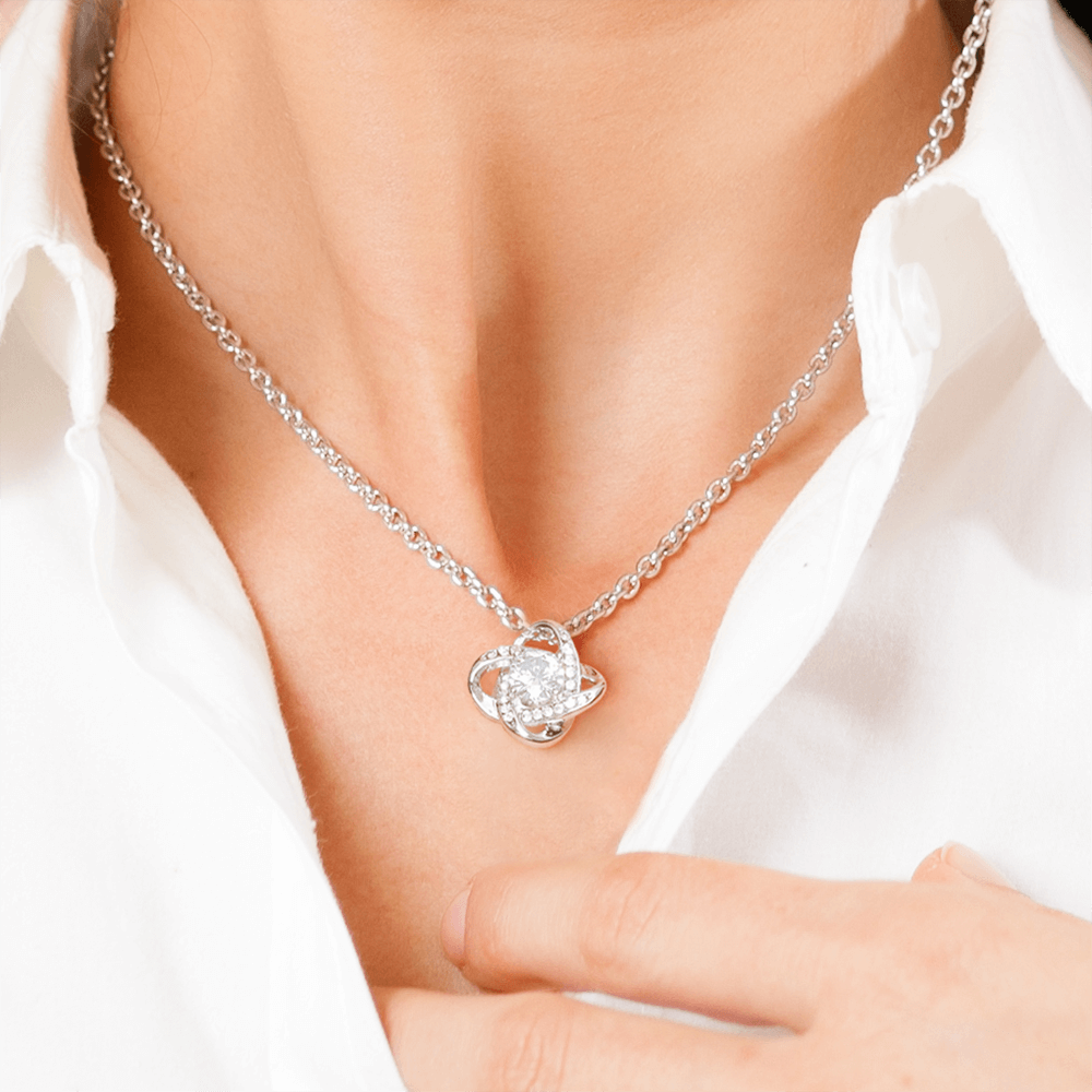 To My Bonus Daughter Love Knot Necklace – Personalized Gift from Bonus Mom or Dad