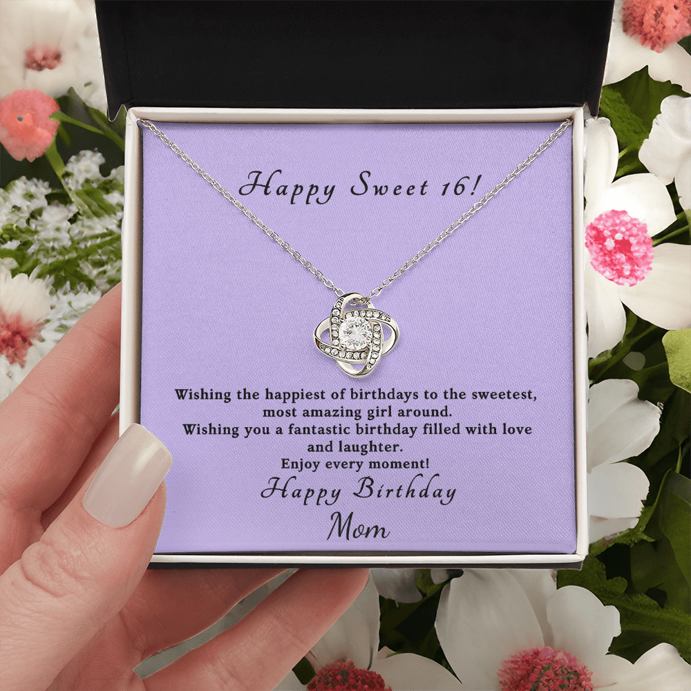 Love knot necklace in gold and silver — sweet 16 birthday gift for daughter | The Faith World