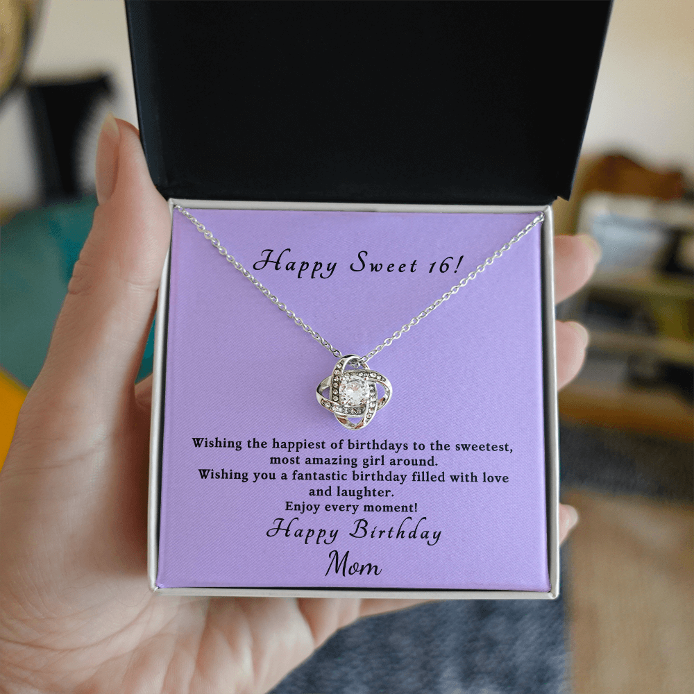 Love knot necklace in gold and silver — sweet 16 birthday gift for daughter | The Faith World