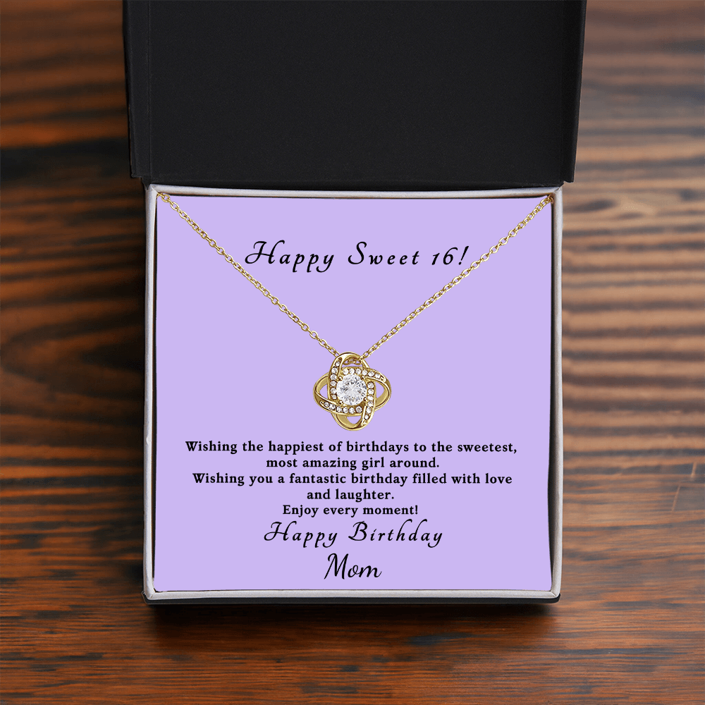 Love knot necklace in gold and silver — sweet 16 birthday gift for daughter | The Faith World