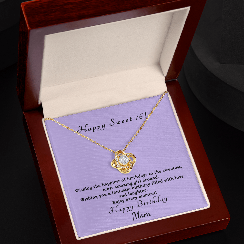 Love knot necklace in gold and silver — sweet 16 birthday gift for daughter | The Faith World