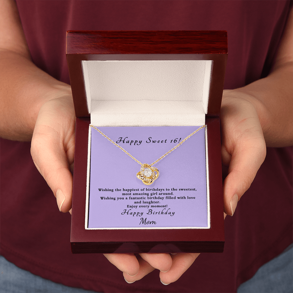 Love knot necklace in gold and silver — sweet 16 birthday gift for daughter | The Faith World