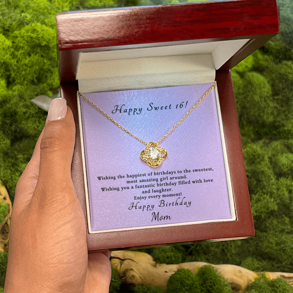 Love knot necklace in gold and silver — sweet 16 birthday gift for daughter | The Faith World