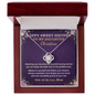 White gold Sweet 16 love knot necklace in mahogany luxury gift box