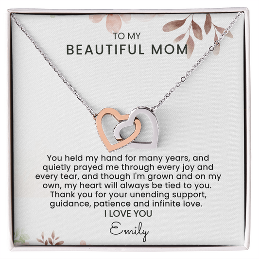 To My Mom Interlocking Hearts Necklace | Personalized  Gift from Daughter or Son