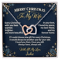 Merry Christmas To My Wife Necklace – Interlocking Hearts Gift from Husband with Personalized Card
