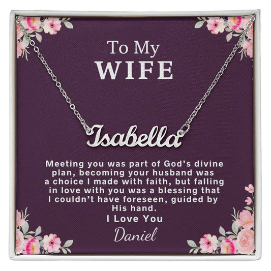 Cursive name necklace — personalized Christian gift for wife | The Faith World