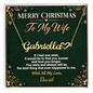 Personalized name necklace for wife in 18K yellow gold finish with Merry Christmas To My Wife card