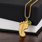 Mommy To Be baby feet necklace with birthstone — Christian gift | The Faith World