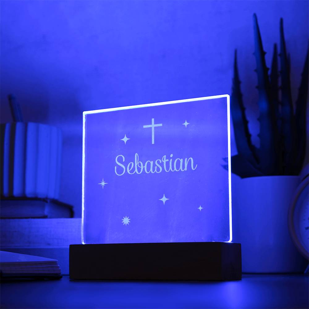 Engraved Christian baby acrylic plaque — baptism gift | The Faith World