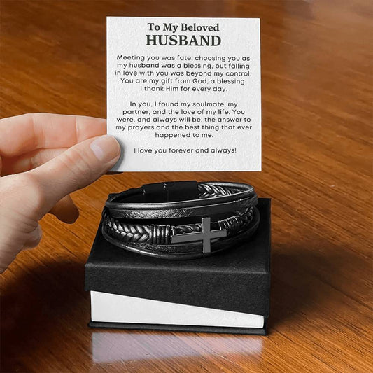 Men's cross leather bracelet — Christian gift for him | Nordenzi