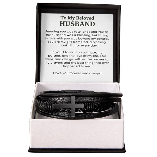 Men's cross leather bracelet — Christian gift for him | The Faith World