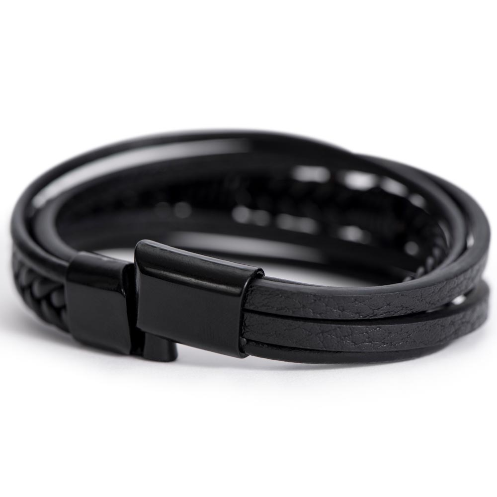 Men's Cross Leather Bracelet for Husband – Christmas Gift