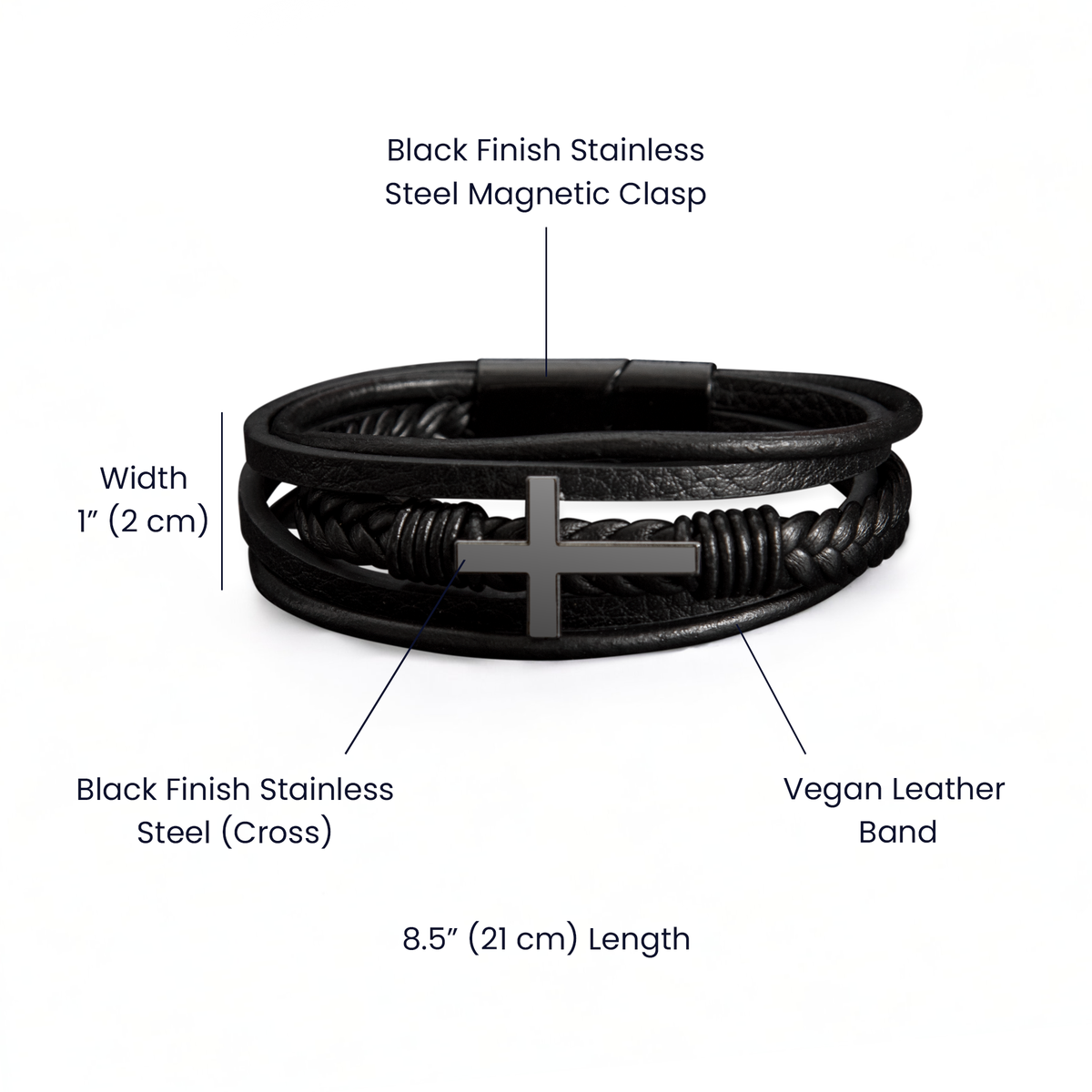 Men's Cross Leather Bracelet for Husband – Christmas Gift