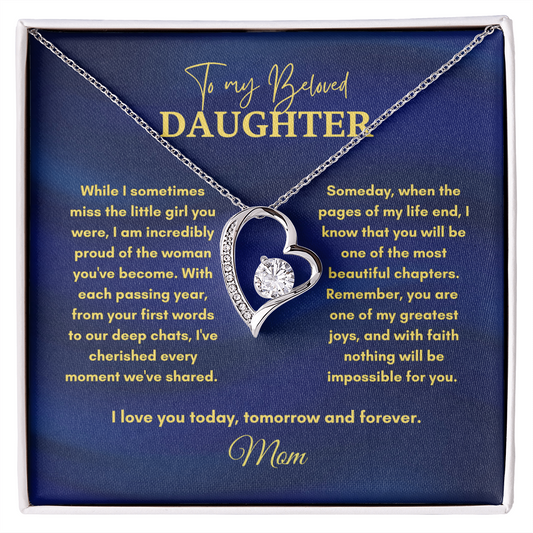 Heart crystal necklace daughter silver white gold — personalized Christian jewelry | Nordenzi