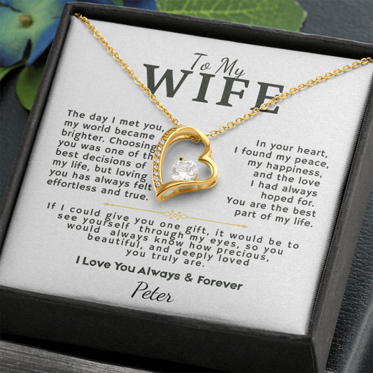 To My Wife Forever Love Necklace — Heart Pendant Gift for Wife with Message Card