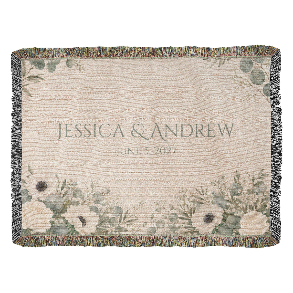Personalized Wedding Blanket with Names & Date — folded blanket product photo | Nordenzi