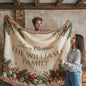 Personalized Christmas Woven Blanket Tapestry with Family Name