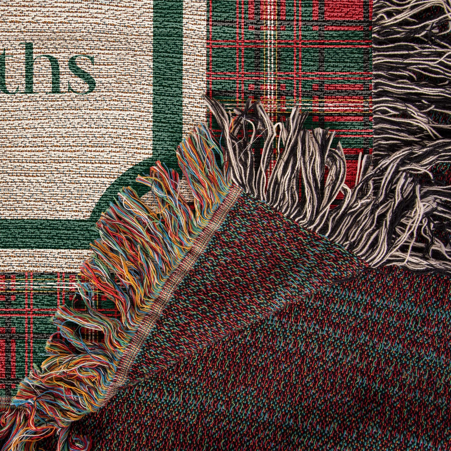Personalized Christmas Woven Blanket – Custom Family Name Tapestry Throw, 100% Cotton Heirloom Gift