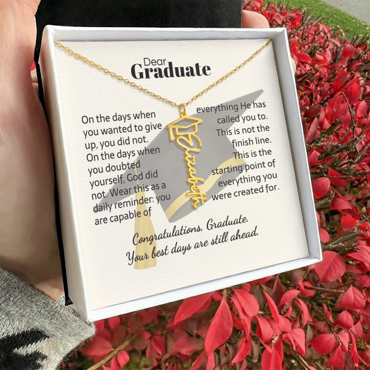 Dear Graduate graduation cap name necklace — Christian graduation gift for her | The Faith World