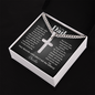 Cuban chain cross necklace for dad closeup — personalized engraved Christian jewelry | The Faith World