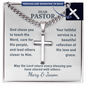 Gifts for Pastor – Personalized Cuban Chain Cross Necklace with Custom Card