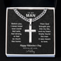 Valentine's Day Gift for Him – Engraved Cuban Link Cross Necklace