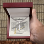 Graduate cross necklace with Cuban link chain and John 15:5 — Christian scripture gift for him | The Faith World
