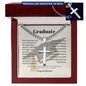 Graduate cross necklace with Cuban link chain and John 15:5 — Christian scripture gift for him | The Faith World