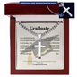 Graduate cross necklace with Cuban link chain and Proverbs 16:3 — Christian scripture gift for him | The Faith World
