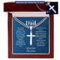 Cuban chain cross necklace for dad closeup — personalized engraved Christian jewelry | The Faith World