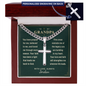 Engraved Cuban Chain Cross Necklace for Grandpa — Christian Faith Legacy Gift