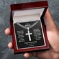 Valentine's Day Gift for Him – Engraved Cuban Link Cross Necklace
