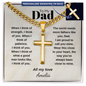 Cuban chain cross necklace for dad closeup — personalized engraved Christian jewelry | The Faith World
