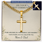 On Your First Communion – Cuban Link Chain Cross Necklace, Engraved Keepsake