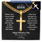 Valentine's Day Gift for Him – Engraved Cuban Link Cross Necklace