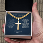 To My Grandpa — Cross Necklace with Cuban Link Chain | Christian Gift from Grandchildren