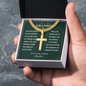 Engraved Cuban Chain Cross Necklace for Grandpa — Christian Faith Legacy Gift