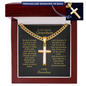 Grandson Cuban chain cross necklace multiple views — personalized gift | The Faith World