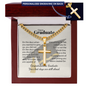 Dear Graduate cross necklace with Cuban link chain — Christian graduation gift for him | The Faith World