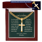 Engraved Cuban Chain Cross Necklace for Grandpa — Christian Faith Legacy Gift