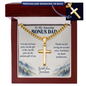 To My Bonus Dad Cuban Chain Cross Necklace | Personalized Gift from Bonus Son or Daughter