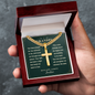 Engraved Cuban Chain Cross Necklace for Grandpa — Christian Faith Legacy Gift