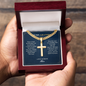 To My Grandpa — Cross Necklace with Cuban Link Chain | Christian Gift from Grandchildren