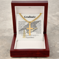 Graduate cross necklace with Cuban link chain and John 15:5 — Christian scripture gift for him | The Faith World