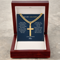 To My Grandpa — Cross Necklace with Cuban Link Chain | Christian Gift from Grandchildren