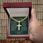 Engraved Cuban Chain Cross Necklace for Grandpa — Christian Faith Legacy Gift