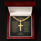 Grandson Cross Necklace from Grandma — You Are My Answered Prayer, Personalized Christian Gift, Cuban Link Chain