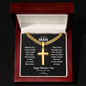Valentine's Day Gift for Him – Engraved Cuban Link Cross Necklace