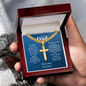 To My Dad Cuban Chain Cross Necklace | God Blessed Me With You | Personalized Christian Gift for Dad